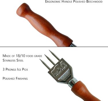 Ice pick set with safety wood handle. Ice pick for breaking ice. Ice pick tool. Ice pick for the kitchen. Kitchen tool. Ball crusher. Ice crusher. Ice pick for...