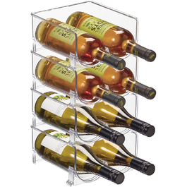 mDesign Wine Rack for Eight Bottles – Stackable Bottle Holder for Your Beverage Storage in the Kitchen – Clear