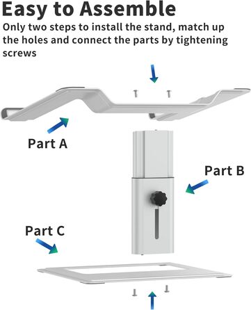 SOUNDANCE Підставка для ноутбука на стіл, регульована, ергономічна, 10-17.3 дюймів, срібна