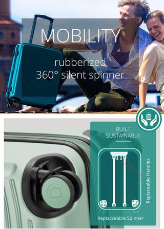 Чемодан Hartschalenkoffer Mitte - великий, TSA, 4 колеса, 77 см, 130 л, м'ятний колір