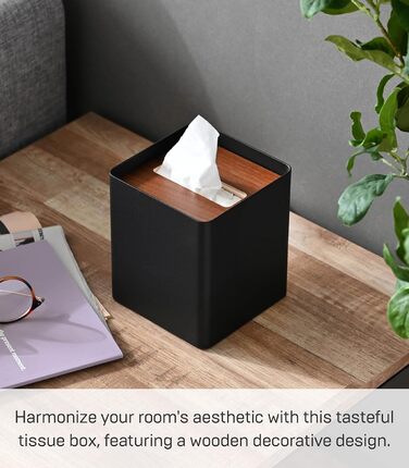 Yamazaki Box Cover Home | Stahl | Tissue Box, Universal Size, Walnut