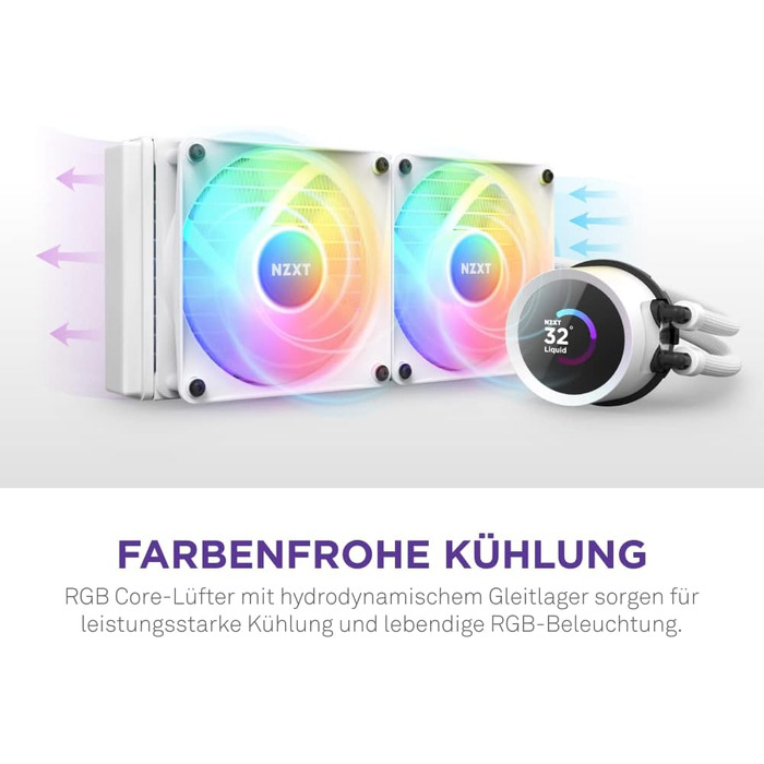 NZXT Kraken RGB 240 - Рідинна система охолодження CPU з LCD-дисплеєм, білий, 2023