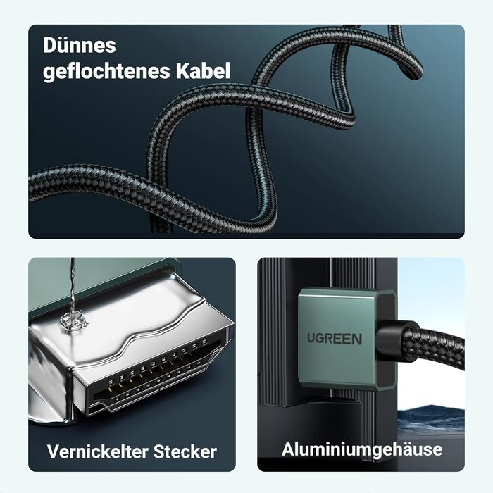 Кабель HDMI UGREEN 8K Flexibles, 2.0 м, 48Gbps, High Speed, сумісний з PS5, PS4, Xbox Series X/S, HDTV, проектор