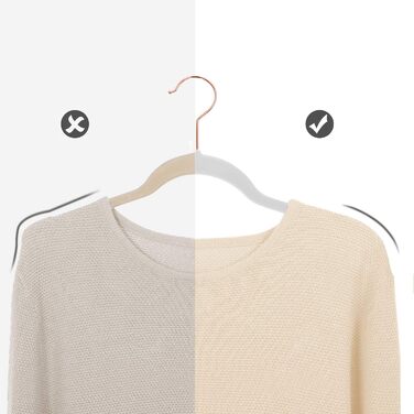 Плечики SONGMICS для одягу, 20 шт., для сорочок, жакети, костюмів, 41.5 см, обертовий гачок, білий, рожеве золото