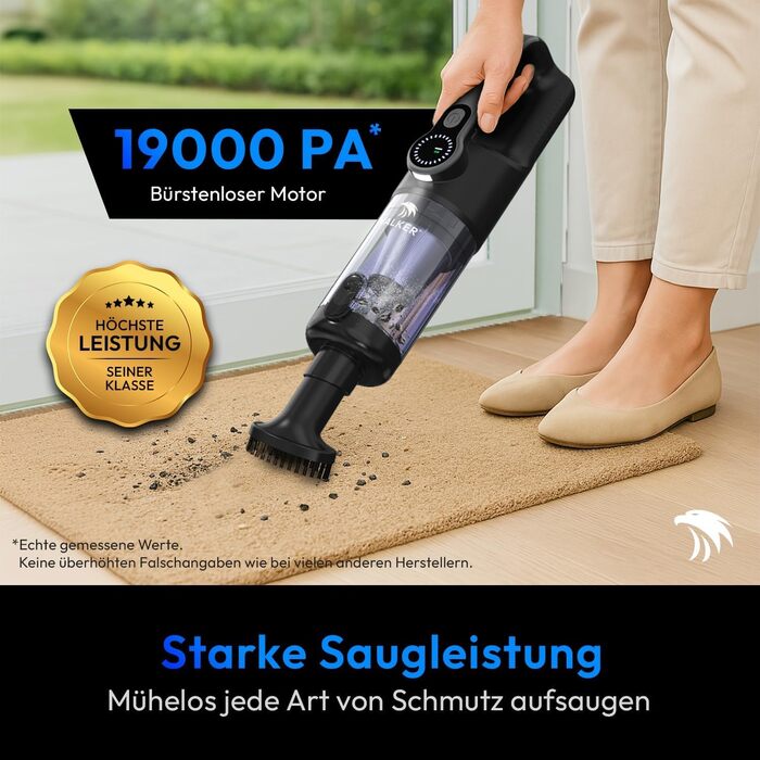 Акумуляторний пилосос ручний Mastergrip Anthrazit [ТЕСТ-ПЕРЕМОЖЕЦЬ] 80000 об/хв, 2-в-1, HEPA-фільтр, для дому та авто