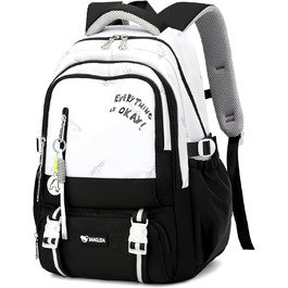 Шкільний рюкзак для підлітка, 36L, для дівчаток 3-9 клас, великий стильний рюкзак для ноутбука 16 дюймів, чорний, підходить для візка