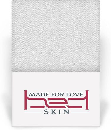 Bedskin Premium Boxspring Bed & Water Bed Fitted Sheet 200x200-200x220 cm, up to 40 cm Mattress Height - Jersey Fitted Sheet for Boxspring Bed, 100% Cotton Fitted Sheet (White)