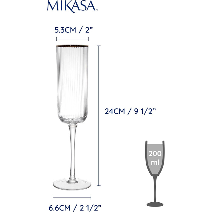 Набір келихів для вина MIKASA Sorrento з кришталю з золотим кантом, 375 мл, 4 шт. Без свинцю, елегантний дизайн для свят