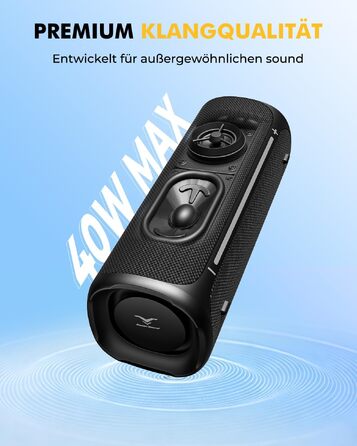 Портативна Bluetooth колонка StageSound 40W з басами, RGB підсвіткою, IP67 водонепроникна, TWS стерео, 12 год автономії для подорожей, кемпінгу, вечірок