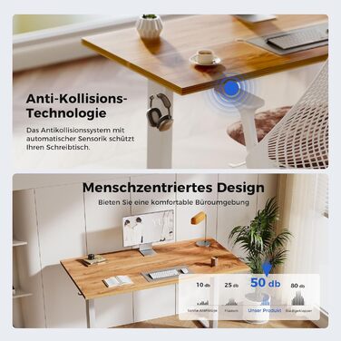 Регульований за висотою стіл Agilestic: електричний, з пам'яттю, ергономічний, 140x60 см, білий (світло-коричневий)