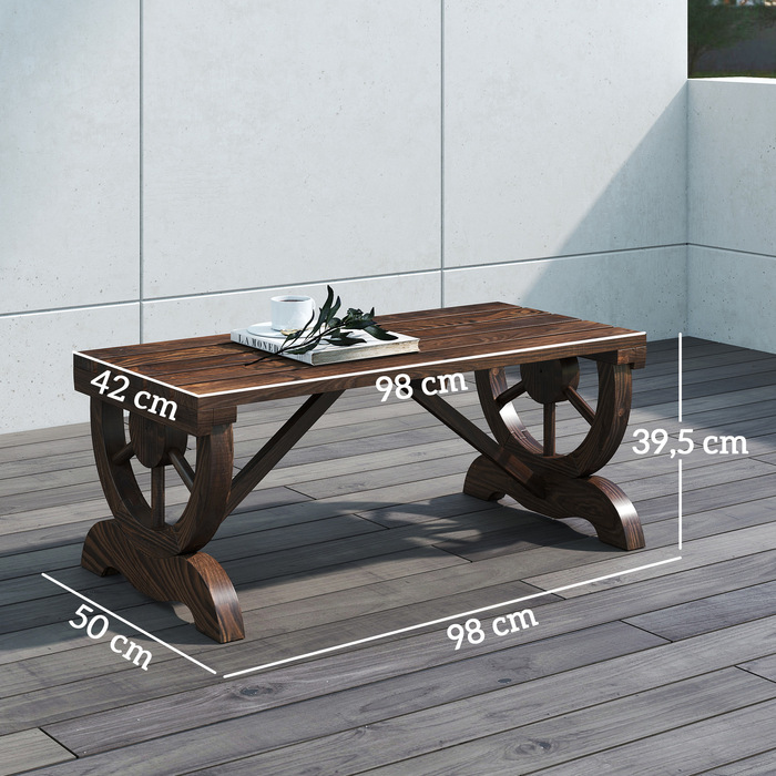 Outsunny дерев'яна лавка для саду, стійка до погодних умов, 98 x 50 x 39,5 см, рустикальна лавка для саду, довговічна та стильна