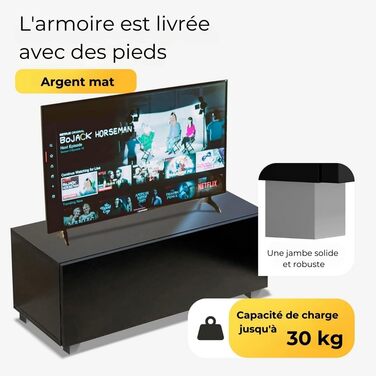 4housedesign® TV Board Lowboard Hanging | TV Cabinet Sideboard Living Room | Lowboard Living Room TV Shelf TV Board Hanging TV Cabinet TV 55 Inch - TV Lowboard Black Matt (300 (3x100), Black Matt)
