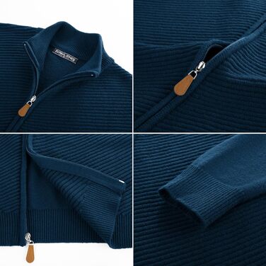 Кардиган чоловічий PJ PAUL JONES з блискавкою та стійким коміром, грубий в'язання (XL, Синій)
