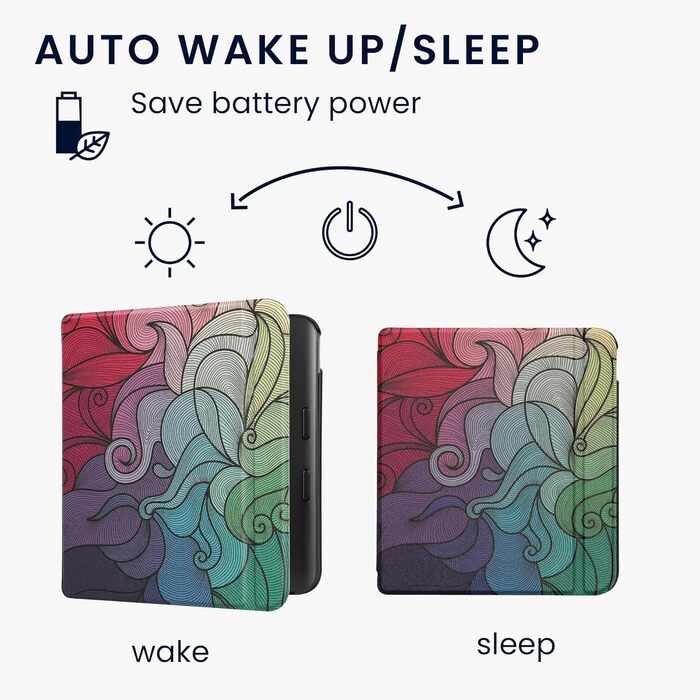 Чохол-книжка kwmobile для Kobo Libra Colour/Tolino Vision Color - яскравий чохол для eReader (рожевий, блакитний, зелений)