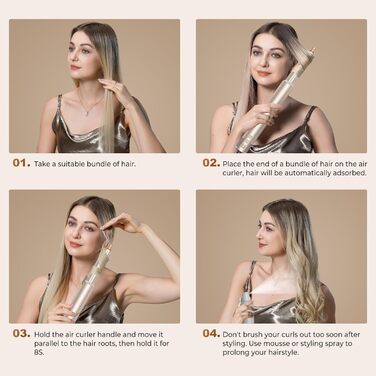 UKLISS Hairstyler 8 в 1: Фен-щітка, стайлер, локони, іонізація, для всіх типів волосся, золотий