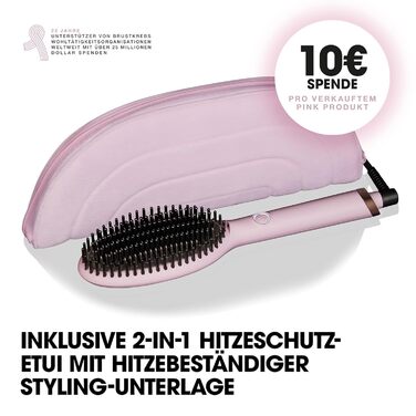 Випрямляч для волосся ghd glide: щітка-випрямляч для гладкого та блискучого волосся, випрямляє та укладає сухе волосся, без пуху, для всіх типів волосся, без екстремального пошкодження тепла (Pink Sorbet)