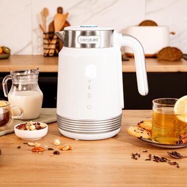 Електричний чайник Cecotec ThermoSense 600 Touch White, 1.7 л, 2200 Вт, з нержавіючої сталі та пластику, LED-підсвітка, поворотний на 360°