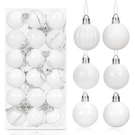 Набір прикрас на ялинку 36 шт, пластикові кулі 4 см, набір ялинкових прикрас для святкування, новорічний декор (білий)