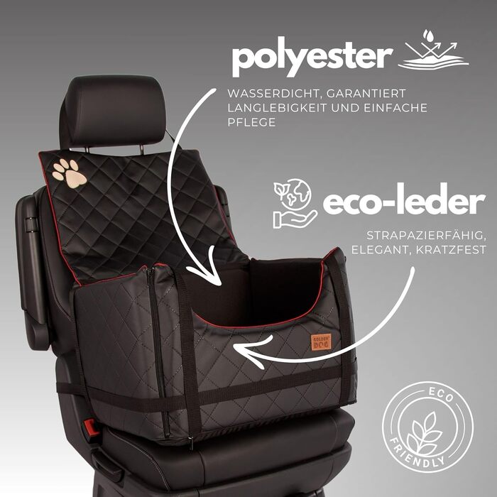 Автомобільний лежак для собак Golden Dog M - 52x44x33 см, чорний, з кріпленням ISOFIX, водонепроникний, з підкладкою