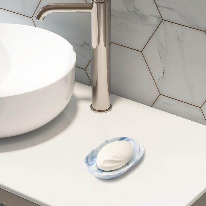 Миска для мила YoHyien з кераміки, антиковзна, блакитна | Мильниця для ванної, душу та кухні