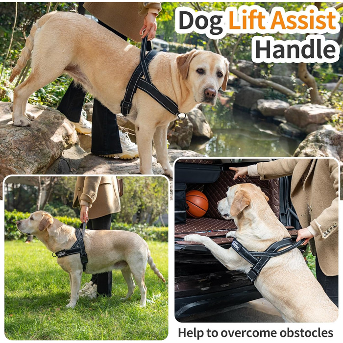 Шлейка для собак без тяги, не виривається, відбиваюча, регульована (Чорний, M) для малих та середніх собак, обхват грудей 53–70 см