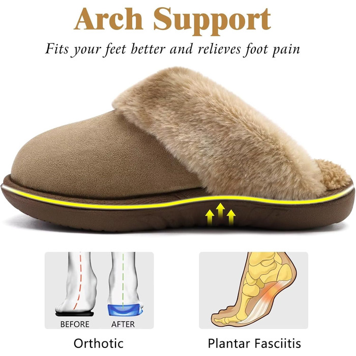 Жіночі домашні тапочки Jiajiale: зручні, пухнасті сліпони для зими з м'якою устілкою та зносостійкою гумовою підошвою (39 EU, Коричневий)