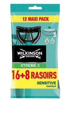 Одноразові бритви Wilkinson Xtreme 3 Pure Sensitive для чутливої шкіри, 24 шт (16 + 8)