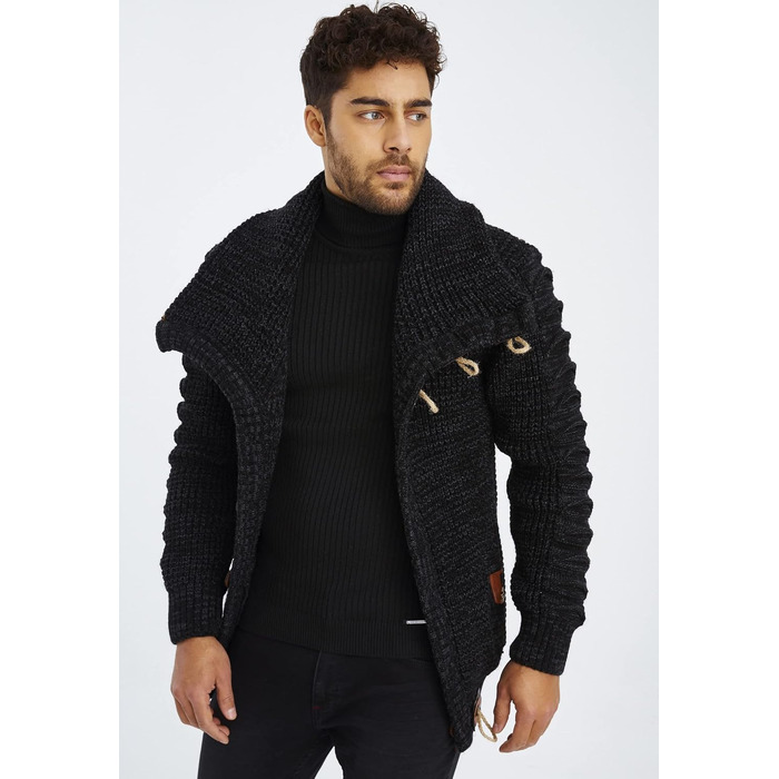 Чоловічий кардиган Leif Nelson з ґудзиками, Regular Fit, чорний/антрацитовий, для повсякденного та ділового стилю