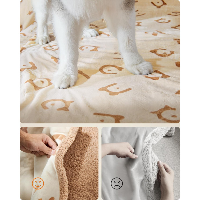 Водонепроникна ковдра для собак Feandrea, Sherpa Fleece, 152x127 см, XL, для собак та котів, захист дивану, машинне прання, бежевий, XXXL (229x203 см)
