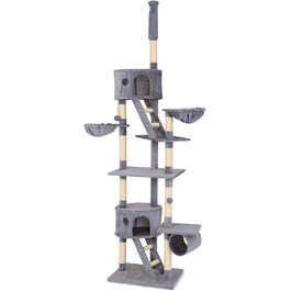 Драбина для котів Lionto XXL з сизалю та плюшу, 230-250 см. Комплектація: іграшкові м'ячики, дзвіночки, гамак, тунель, печери. Підходить для котів будь-якого розміру, сірий колір