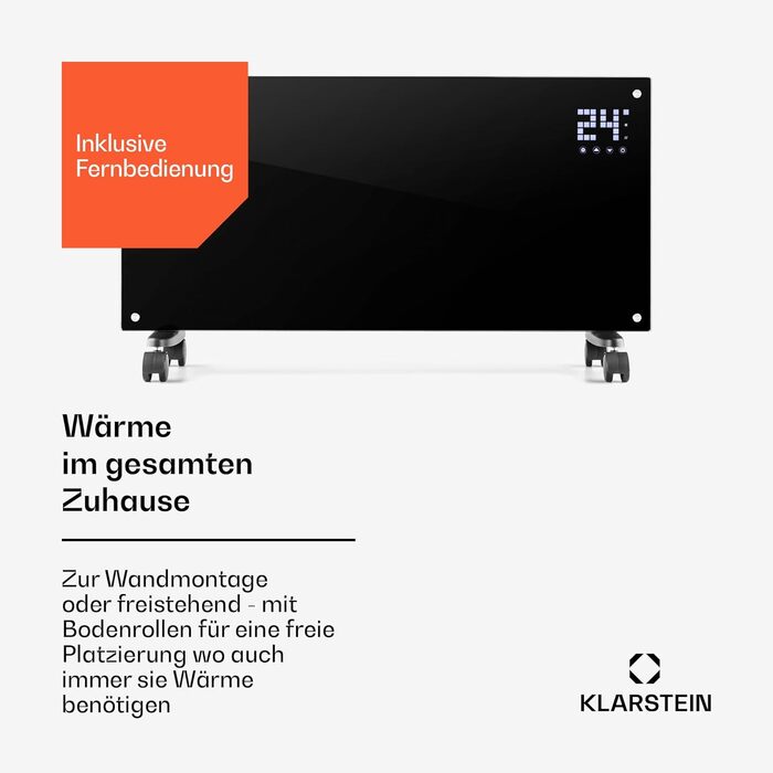 Електричний конвектор Klarstein: мобільний нагрівач з термостатом, 2000 Вт