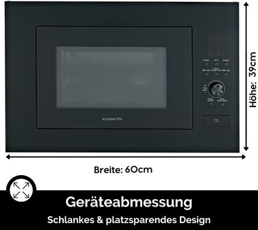 Вбудована мікрохвильова піч Wolkenstein WMW900-25GB EB | 900 Вт, 25 л, 8 програм, чорний колір