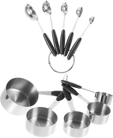 Cabilock 3-Piece Measuring Spoon Set, Stainless Steel Kitchen Helper Set, Kitchen Utensil Set, Measuring Spoons Set, Dessert Cups with Lid, Measuring Spoon Cup, Stainless Steel