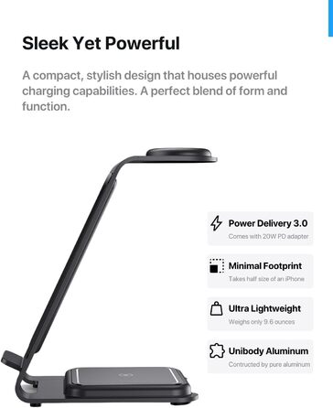 Бездротова зарядка Induktive з підтримкою MagSafe для iPhone 16 Pro/16/16 Pro Max/15 Pro/15/15 Pro Max, Apple Watch 10/Ultra 2/SE/9/8/7/6/5/4/3/2 та AirPods 4/3/2/Pro (фіолетовий)