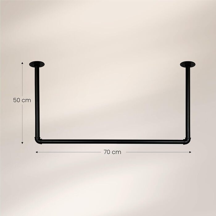 Clothes Rail Wardrobe Industrial Design for Ceiling | Width 70 cm x Height 50 cm | Ceiling Mounting | Clothes Rail | Dressing Room | Bedroom | Hallway | Walk-in Closet