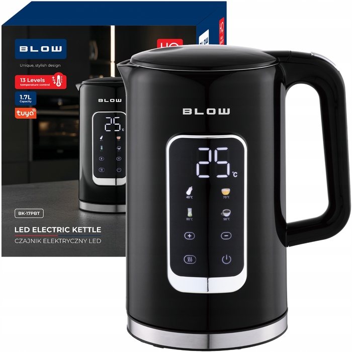 Електричний чайник 2500 Вт, 1,7 л, бездротовий, з регулюванням температури та WiFi