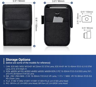 Сумка для камери JJC Kompakt: сумісна з Fuji X100VI/X100V/X100T, Sony a6700/a6600/a6400/a6100, Canon EOS M5/M50, Ricoh GRIII, Leica SOFORT2 (Чорний)