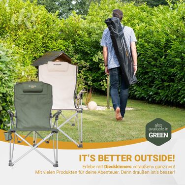 Крісло кемпінгове Dieckkiners Ehlin, сталеве, складне, з високою спинкою (3 положення), для балкона, саду, тераси, бежеве