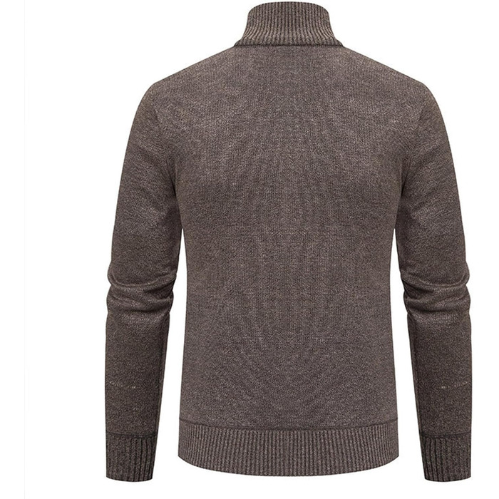 Кардиган чоловічий на блискавці з кишенями, в'язаний, з довгими рукавами, Regular Fit, теплий, класичний, для осені та зими (M, Кофе)