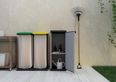Mongardi W2016 cabinet made of PVC and PP resin, 1 door, 1 shelf, easy assembly, modular system, robust, suitable for indoor and outdoor areas, 34 W x 40 D x 85 H cm, Black and Grey