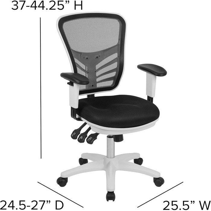 Офісний стіл Flash Furniture з сітчастою спинкою, м'яке сидіння, металевий каркас, 68.6 x 64.8 x 112.4 см
