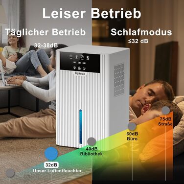 Електричний осушувач повітря 2400 мл з автоматичним відтаванням, 10 кольорів підсвічування, таймер 8/12/24 год, портативний для ванної, спальні, кухні, шафи (новий білий)