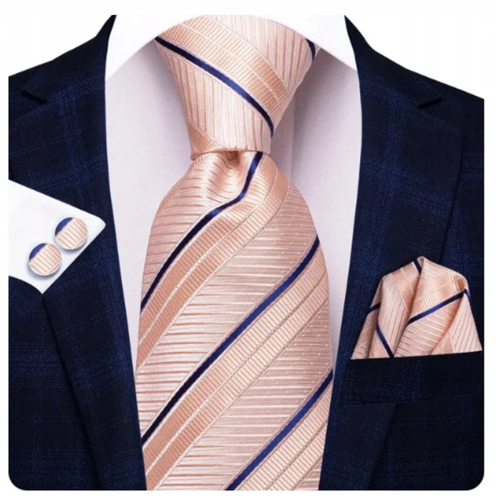 Елегантний набір: синтетична шовкова краватка, затичка та кишенькова хустка з жакардовим візерунком