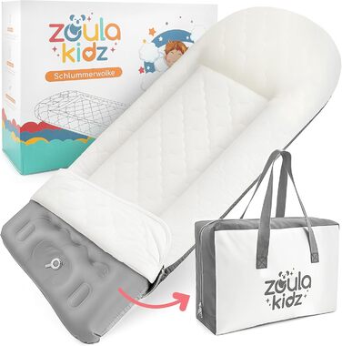 Надувне дитяче ліжко для подорожей - ліжко з захистом від падіння та інтегрованим насосом - Портативне дитяче ліжко з тканиною Oeko-Tex - Ідеально для кемпінгу, готелів та дому