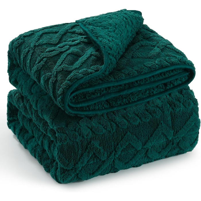 Обтяжена ковдра Wemore Sherpa Fleece для дорослих, двостороння плюшева ковдра з фланелі та шерпи, 15 lbs (6.8 кг), колір Jacquard-grün