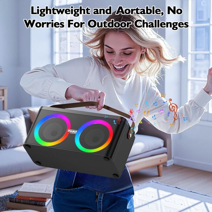 Караоке-система PKBD з Bluetooth, 2 мікрофонами та LED-підсвіткою для дому та вулиці