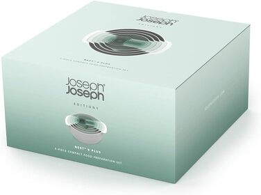 Joseph Joseph Nest 9 Plus, 9-piece compact food preparation set with mixing bowls, measuring cups, colander and sieve, Editions Range, Sage Green, Green