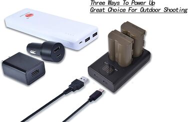 Запасна батарея DSTE 2X BP-511 + подвійне USB-зарядне пристрій з LCD-дисплеєм для Canon EOS (10D, 20Da, 300D, 30D, 40D, 50D, D30, D60, DM-MV100Xi, DM-MV430, DM-MV450, DM-MVX1i)