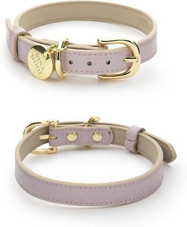 Нашийник для собак Nina Woof Milan з веганської шкіри, м'який, регульований, з крокодиловим тисненням, фіолетовий, розмір M, обхват шиї 38–48 см