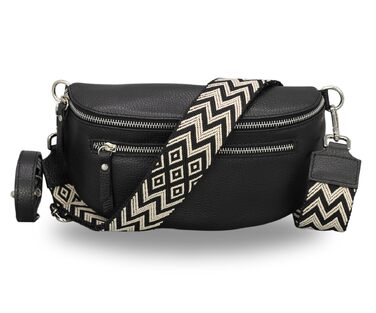 Жіноча сумка Brise Art Lucia з екошкіри, італійського виробництва: сумка через плече, поясна, 3 відділення (Чорний)